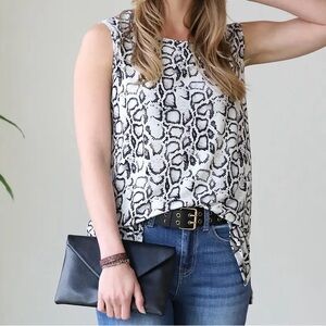 Black and White Sleeveless Snake Print Top